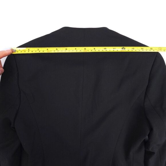 ZARA Crepe Open Front Collarless Blazer Suit Jacket Black Old Money Quiet Luxury - Picture 6 of 9